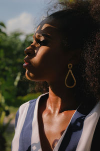 Portrait of young man looking away