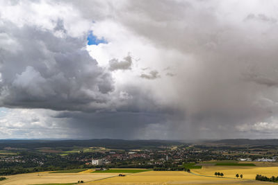 Storm clouds over field