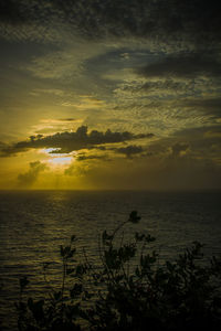 Scenic view of sea at sunset