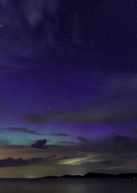 Scenic view of landscape against sky at night