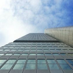 Low angle view of modern building against sky