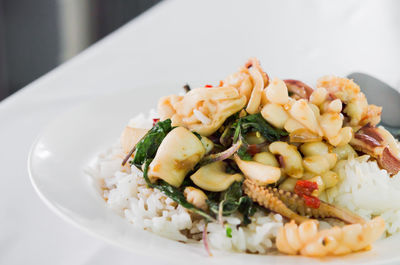 Close-up of meal served in plate