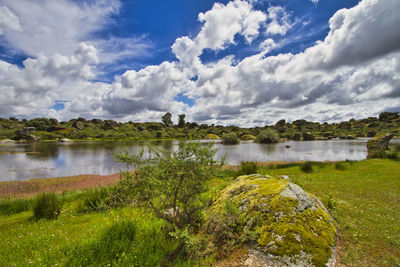 Scenic view of lake against sky