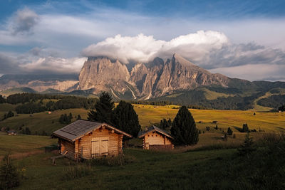 Scenic view of landscape and mountains against sky