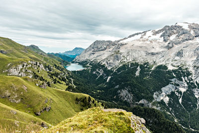 Scenic view of mountain range against sky