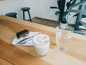 High angle view of coffee on table