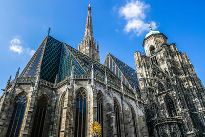 Low angle view of temple building against sky