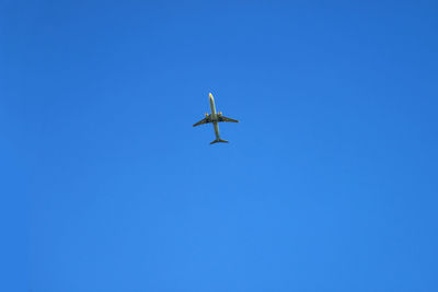 Low angle view of airplane flying in sky