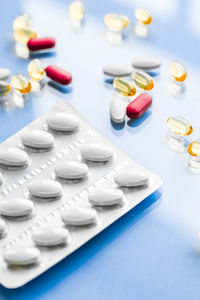 Close-up of pills on table