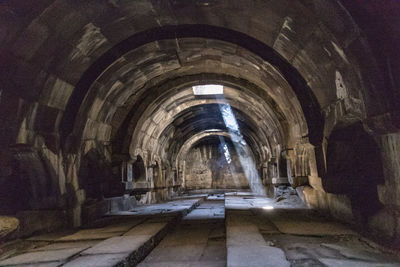 Interior of illuminated tunnel