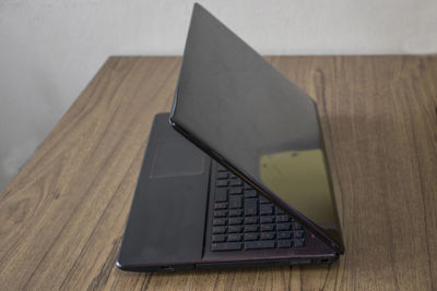 High angle view of laptop on table