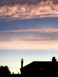 Low angle view of silhouette buildings against sky during sunset