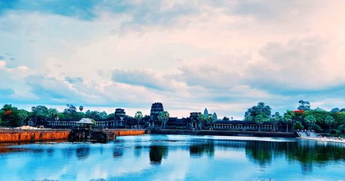 Reflection of buildings in river