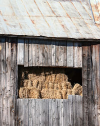 Hay bales in a barn