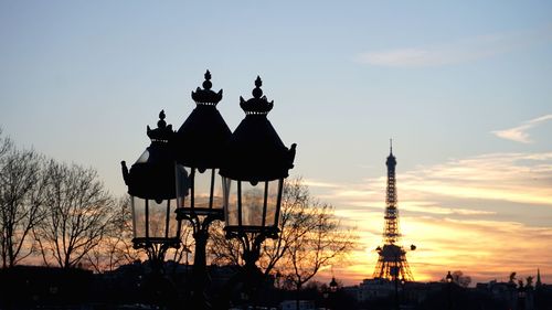 Silhouette of building during sunset