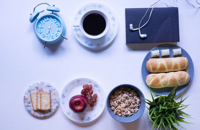 Directly above shot of breakfast on table