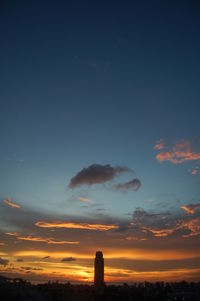 Silhouette built structure against sky during sunset