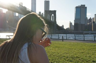 Portrait of woman in park