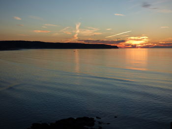 Scenic view of sunset over sea