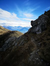 Scenic view of rocky mountains against sky