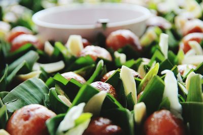 Close-up of chopped vegetables