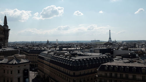 High angle view of buildings in city