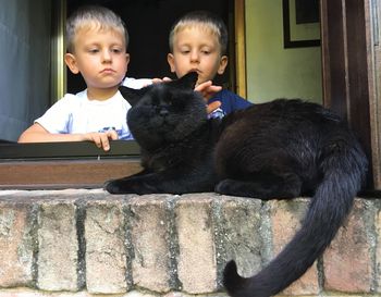 Portrait of cute boy looking away