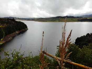 Scenic view of lake against sky