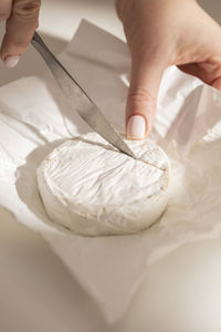 Cropped hand of person preparing food