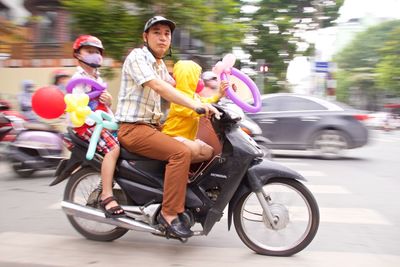 Portrait of a young woman on road