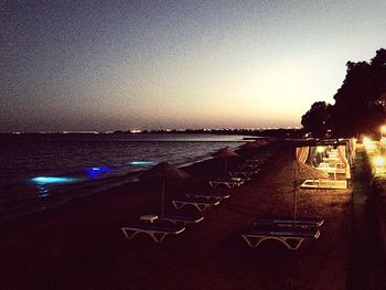 View of beach at dusk