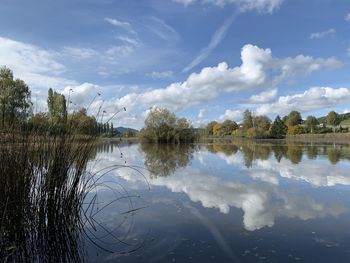 Scenic view of lake against sky