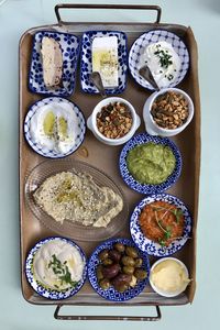 High angle view of food on table