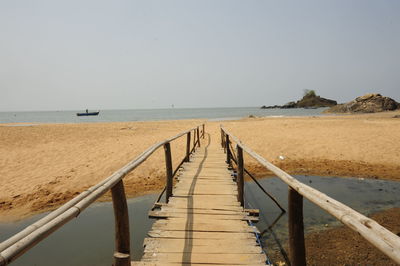 Scenic view of beach against clear sky