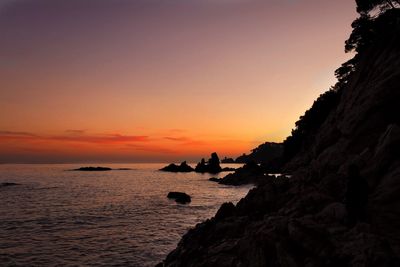 Scenic view of sea at sunset