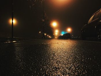 Surface level of road at night