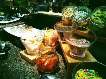 Close-up of drinks on table