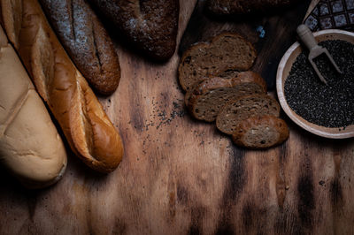 High angle view of bread on table