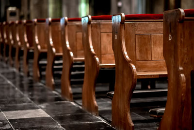 Close-up of chairs