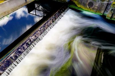 Low angle view of waterfall