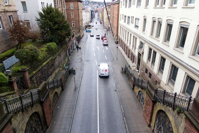 High angle view of cars on road