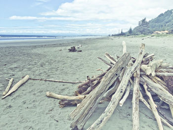 Panoramic view of beach against sky