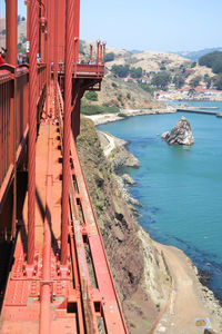 View of golden gate bridge over sea