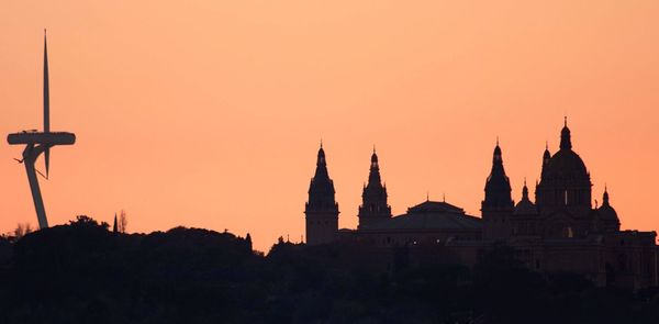 Silhouette temple against sky during sunset