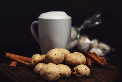 Close-up of coffee cup on table