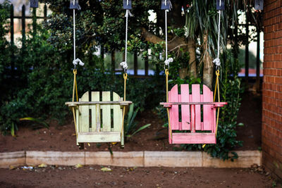 Empty swings at playground 