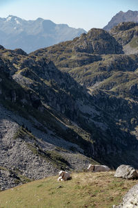 Scenic view of mountain range against sky