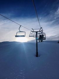 Overhead cable car against sky