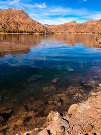 Scenic view of lake against sky