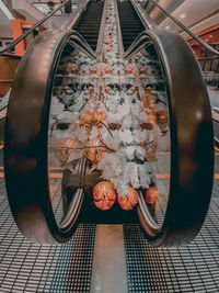 High angle view of reflection on metal mirror